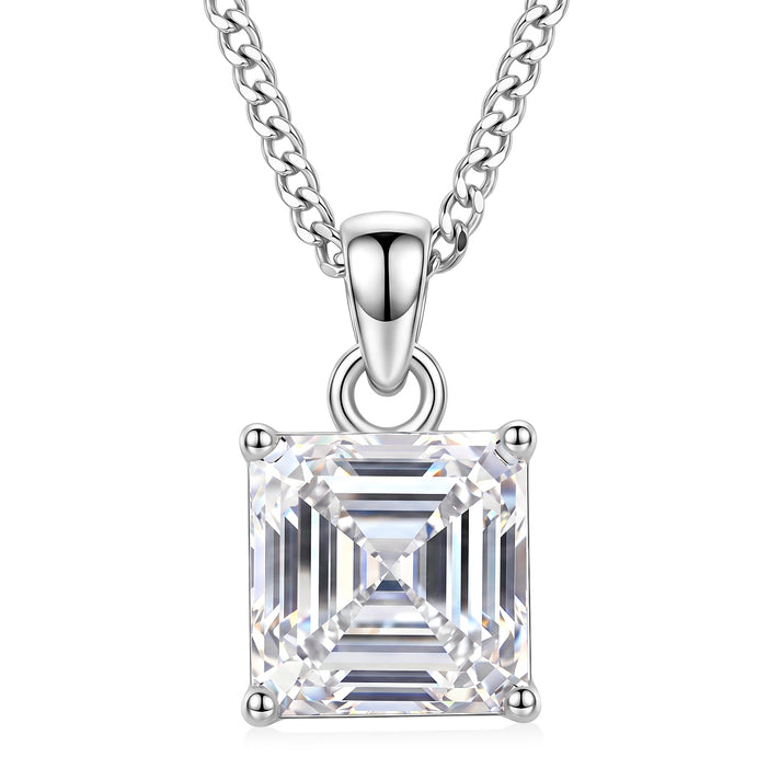 GRA Certified Moissanite Solitaire Pendant with Chain (Size 18) in Rhodium Overlay Sterling Silver 2.00 Ct. 4482807 1