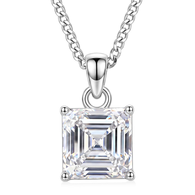 GRA Certified Moissanite Solitaire Pendant with Chain (Size 18) in Rhodium Overlay Sterling Silver 2.00 Ct._4482807