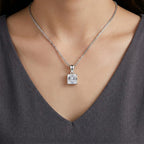 GRA Certified Moissanite Solitaire Pendant with Chain (Size 18) in Rhodium Overlay Sterling Silver 2.00 Ct._4482807_1