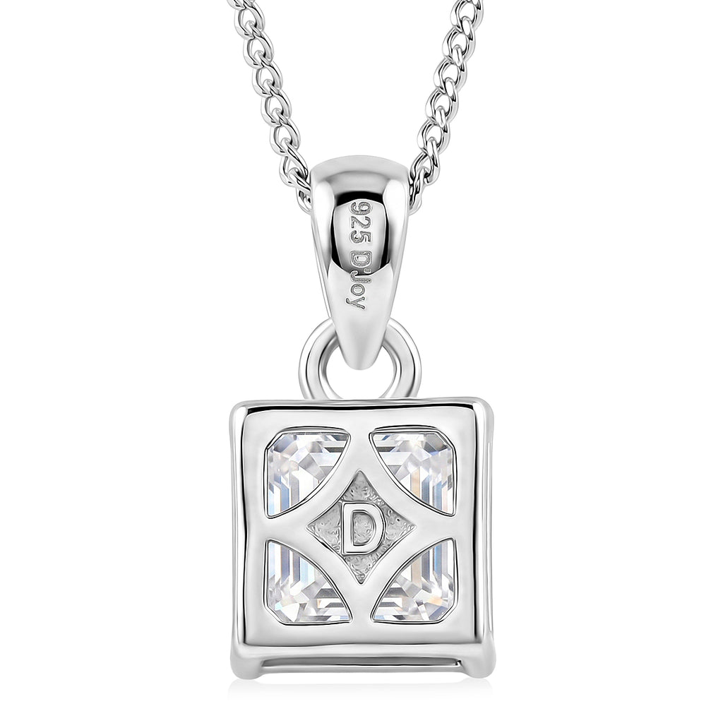 GRA Certified Moissanite Solitaire Pendant with Chain (Size 18) in Rhodium Overlay Sterling Silver 2.00 Ct._4482807_4