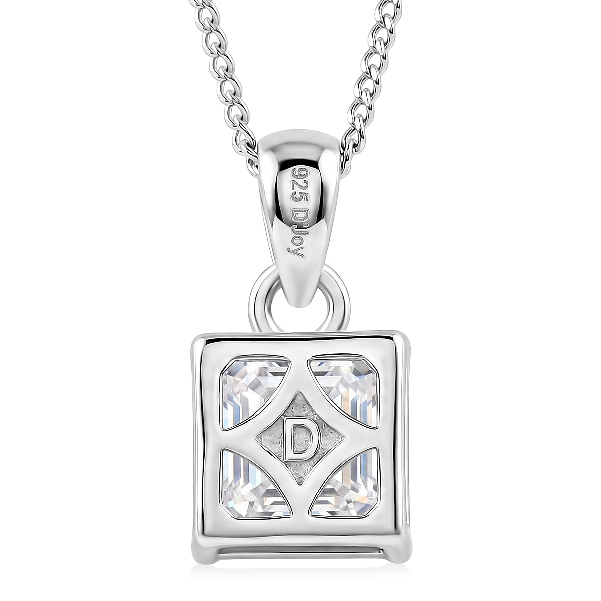 GRA Certified Moissanite Solitaire Pendant with Chain (Size 18) in Rhodium Overlay Sterling Silver 2.00 Ct. V32664186 5