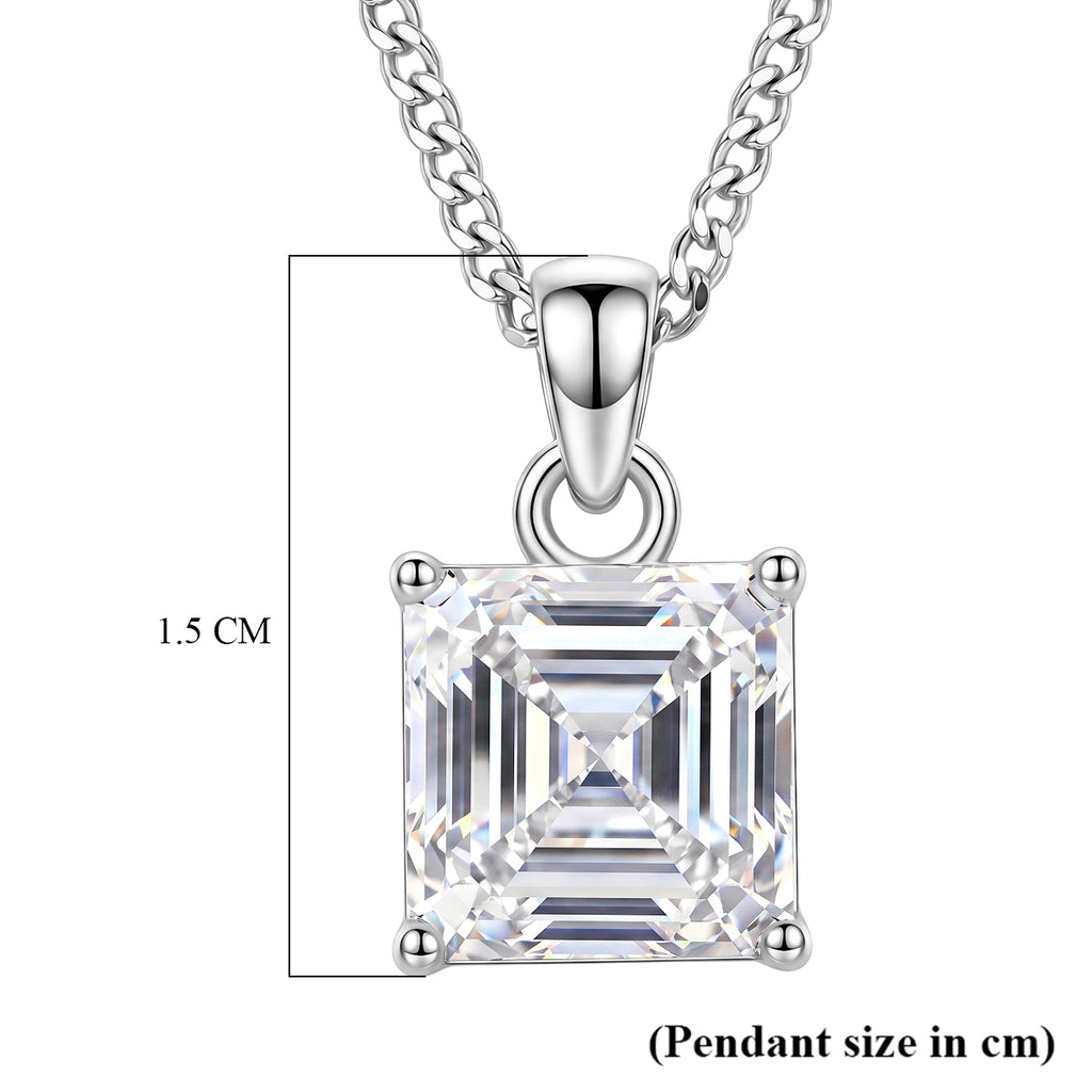 GRA Certified Moissanite Solitaire Pendant with Chain (Size 18) in Rhodium Overlay Sterling Silver 2.00 Ct._4482807_6