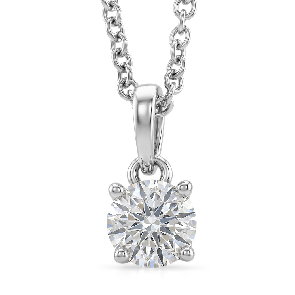 GRA Certified (D-VVS1) Moissanite Solitaire Pendant in Rhodium Overlay Sterling Silver with Chain (Size 20)_4482809