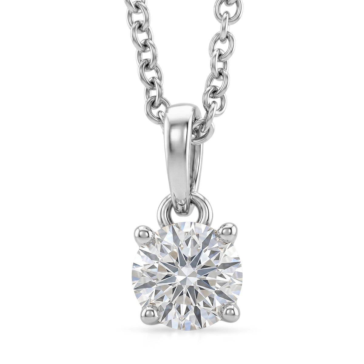 GRA Certified (D-VVS1) Moissanite Solitaire Pendant in Rhodium Overlay Sterling Silver with Chain (Size 20) 4482809 0