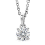 GRA Certified (D-VVS1) Moissanite Solitaire Pendant in Rhodium Overlay Sterling Silver with Chain (Size 20)_4482809