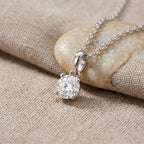 GRA Certified (D-VVS1) Moissanite Solitaire Pendant in Rhodium Overlay Sterling Silver with Chain (Size 20)_4482809_2