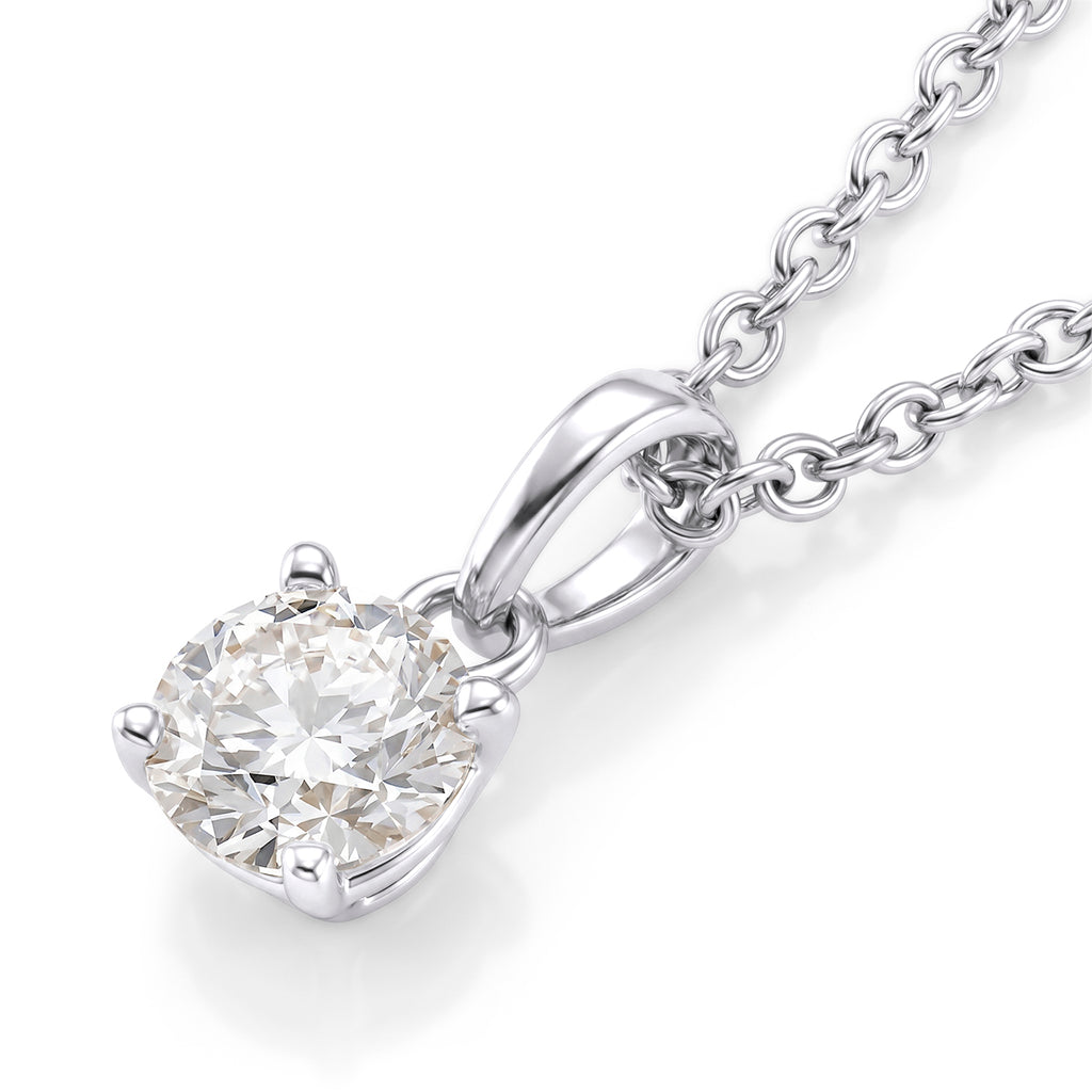 GRA Certified (D-VVS1) Moissanite Solitaire Pendant in Rhodium Overlay Sterling Silver with Chain (Size 20)_4482809_3