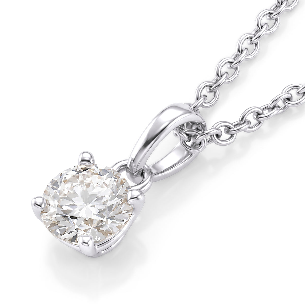 GRA Certified (D-VVS1) Moissanite Solitaire Pendant in Rhodium Overlay Sterling Silver with Chain (Size 20) 4482809 4