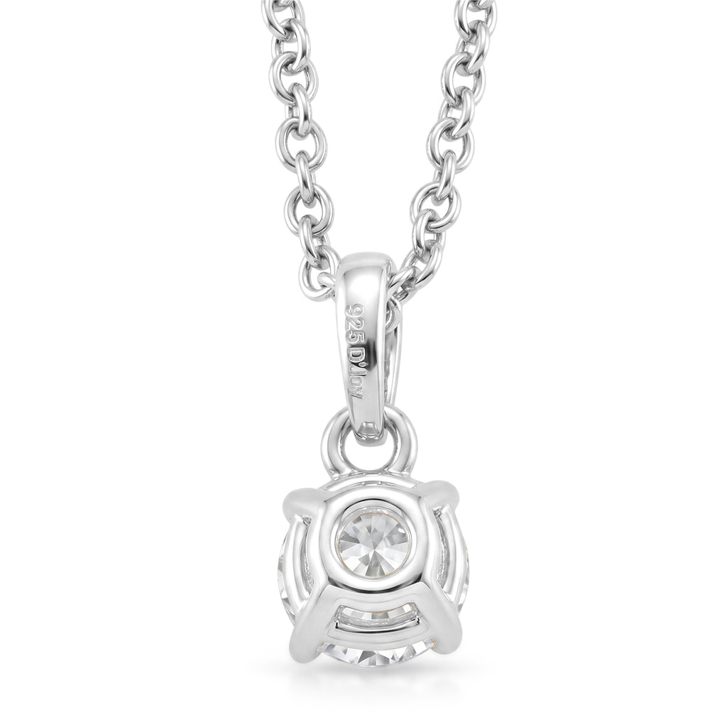 GRA Certified (D-VVS1) Moissanite Solitaire Pendant in Rhodium Overlay Sterling Silver with Chain (Size 20)_4482809_4