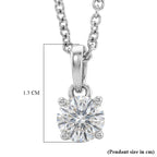 GRA Certified (D-VVS1) Moissanite Solitaire Pendant in Rhodium Overlay Sterling Silver with Chain (Size 20)_4482809_6