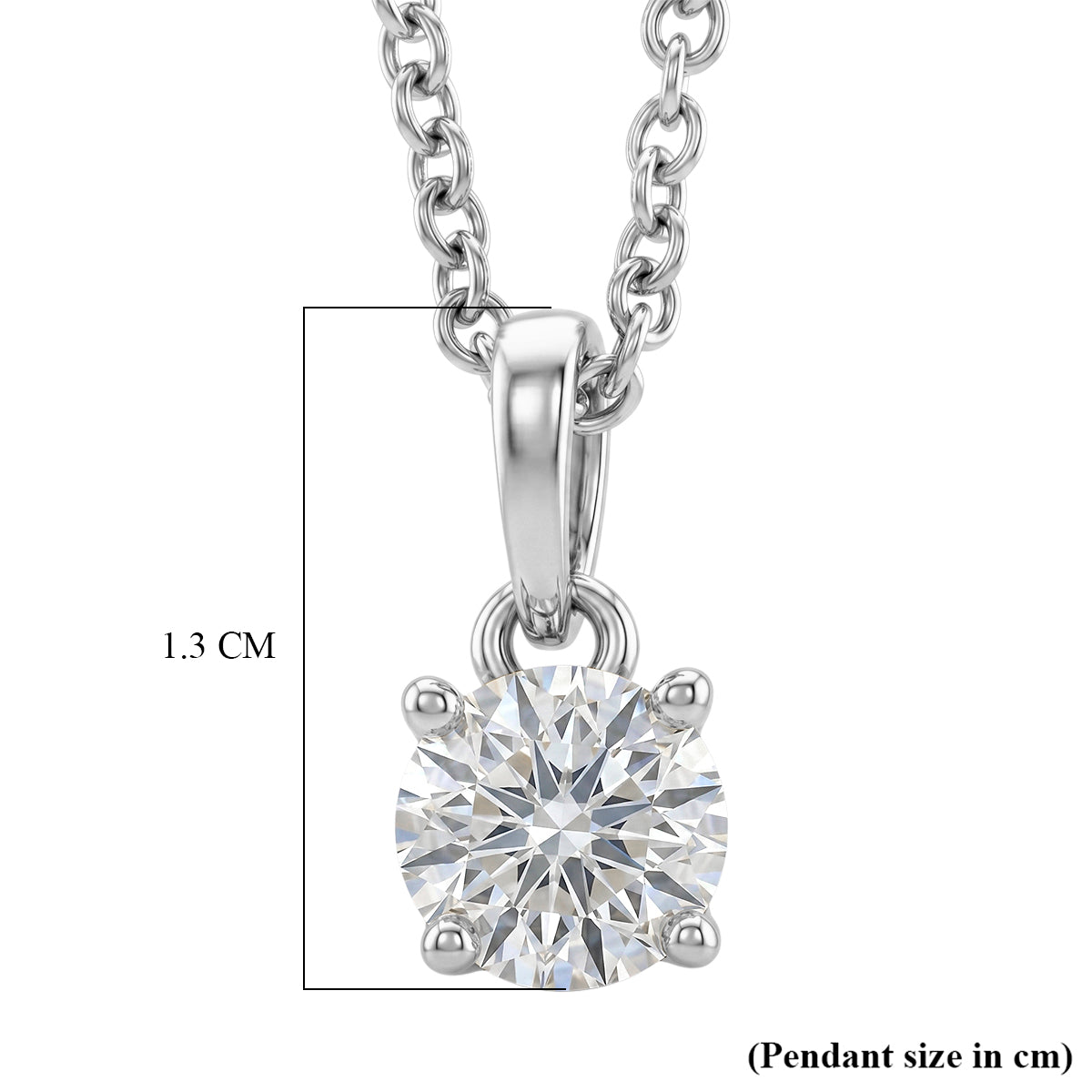 GRA Certified (D-VVS1) Moissanite Solitaire Pendant in Rhodium Overlay Sterling Silver with Chain (Size 20) 4482809 7
