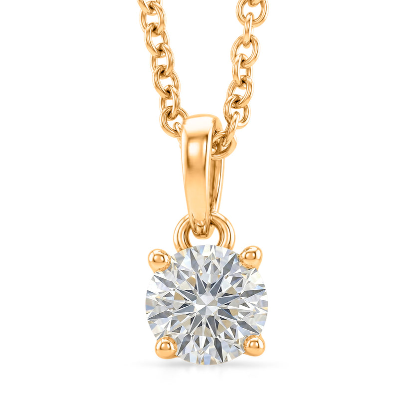 GRA Certified (D-VVS1) Moissanite Solitaire Pendant in Yellow Gold Plated Sterling Silver with Chain (Size 20)_4482810