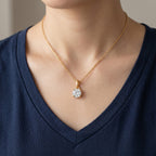 GRA Certified (D-VVS1) Moissanite Solitaire Pendant in Yellow Gold Plated Sterling Silver with Chain (Size 20)_4482810_1