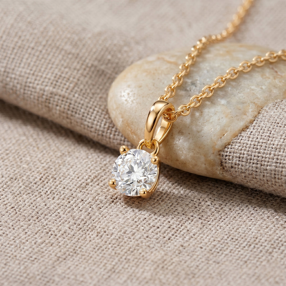 GRA Certified (D-VVS1) Moissanite Solitaire Pendant in Yellow Gold Plated Sterling Silver with Chain (Size 20) 4482810 3