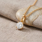 GRA Certified (D-VVS1) Moissanite Solitaire Pendant in Yellow Gold Plated Sterling Silver with Chain (Size 20)_4482810_2