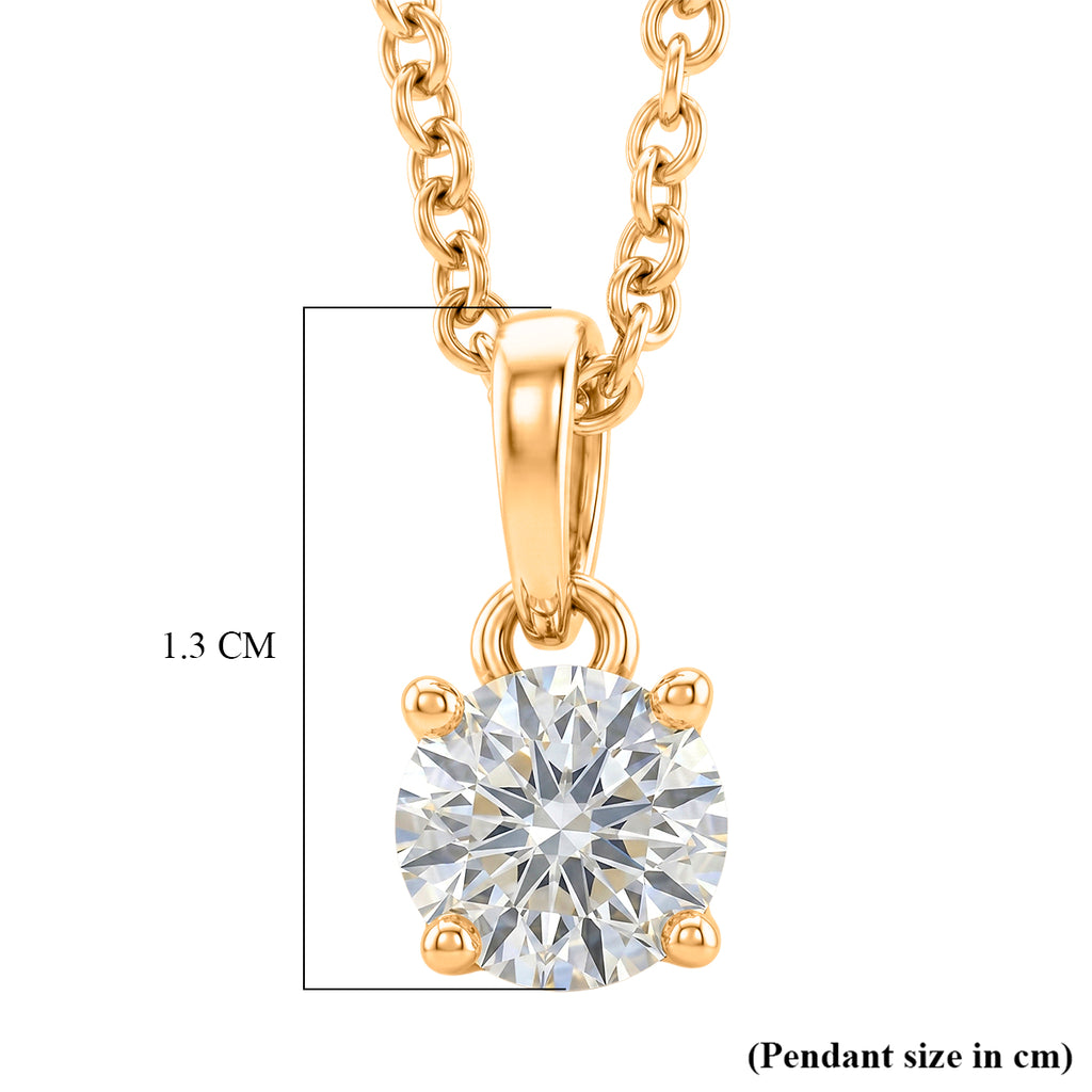 GRA Certified (D-VVS1) Moissanite Solitaire Pendant in Yellow Gold Plated Sterling Silver with Chain (Size 20)_4482810_6