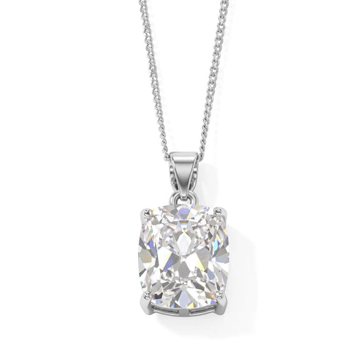 THE MAIN EVENT - Premium Old Mine Cut Moissanite Solitaire Pendant with Chain (Size 18) in Rhodium Overlay Sterling Silver 5.70 Ct.