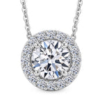 Luxuriant - Lab Grown Diamond (SI/G-H) Halo Pendant with Chain (Size 20) in Rhodium Overlay Sterling Silver 1.26 Ct._4482868