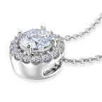 Luxuriant - Lab Grown Diamond (SI/G-H) Halo Pendant with Chain (Size 20) in Rhodium Overlay Sterling Silver 1.26 Ct._4482868_3