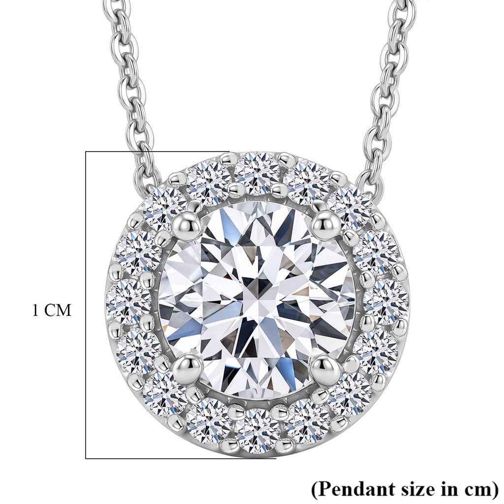 Luxuriant - Lab Grown Diamond (SI/G-H) Halo Pendant with Chain (Size 20) in Rhodium Overlay Sterling Silver 1.26 Ct._4482868_5