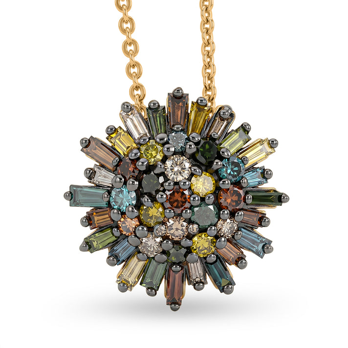 GP - Multi Diamond &amp; Blue Sapphire Cluster Floral Pendant with Chain (Size 20) in 18K Vermeil Yellow Gold Plated Sterling Silver 1.10 Ct. 4483031 1