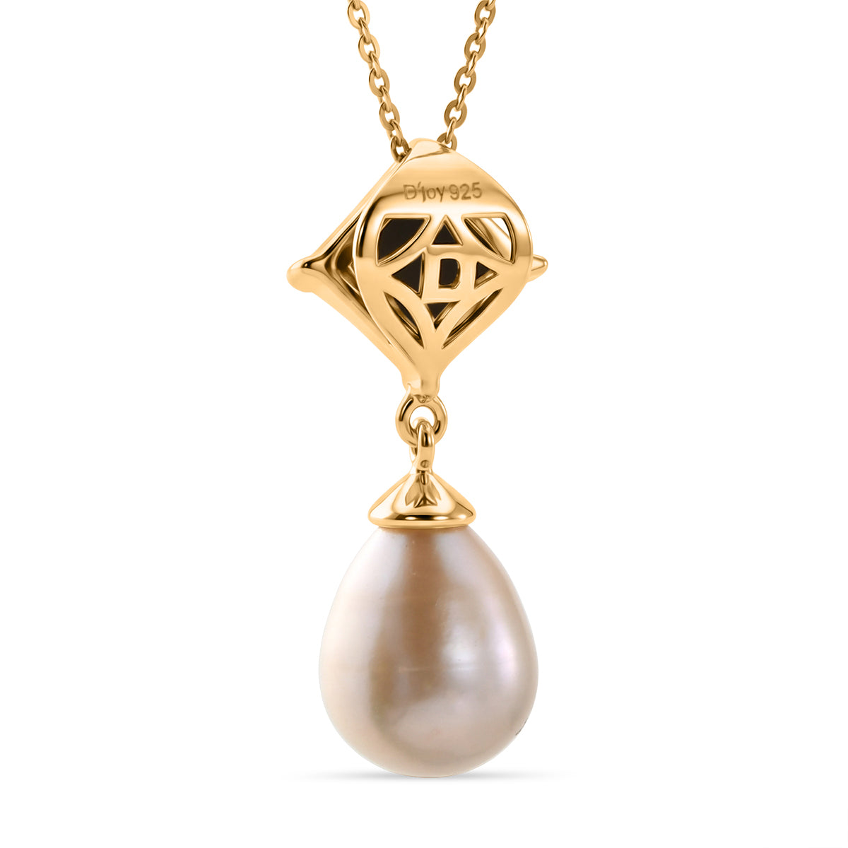 D'Joy - Ammolite &amp; Fresh Water Pearl Drop Pendant with Chain (Size 20) in 18K Vermeil Yellow Gold Plated Sterling Silver 10.70 Ct. V32518468 5