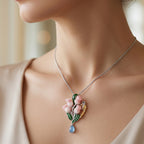 D'Joy - Multi-Gemstone Floral Drop Pendant with Chain (Size 18) in Rhodium Overlay Sterling Silver 14.50 Ct._4483335_1
