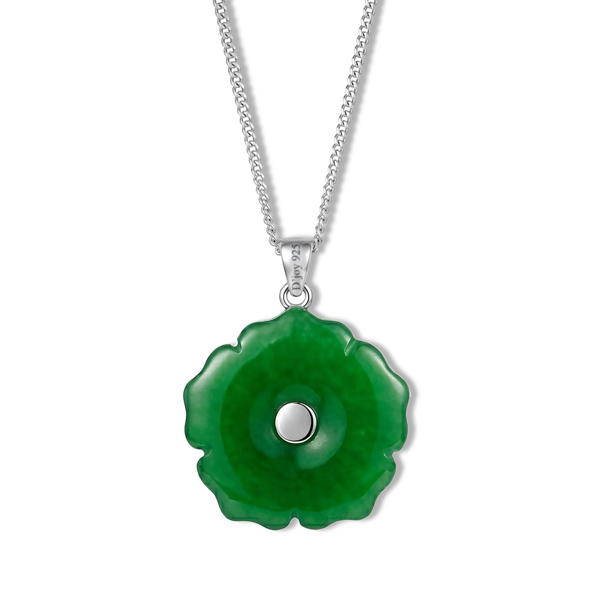 D'Joy - White Edison Pearl (10-11mm) &amp; Dyed Green Jade Booming Flower Pendant with Chain (Size 18) in Rhodium Overlay Sterling Silver 31.70 Ct. 4483380 5
