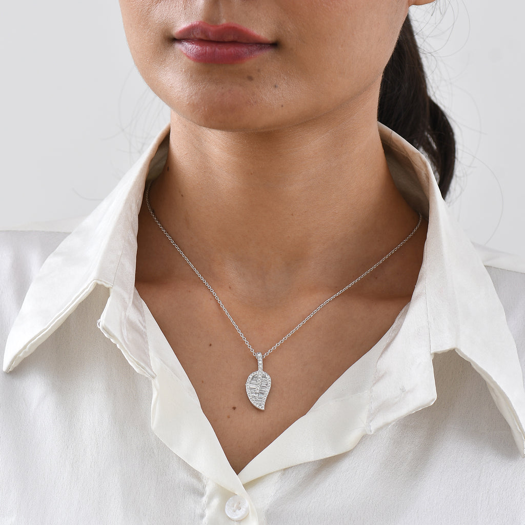 Lab Grown Diamond Pendant with Chain (Size 20) in Rhodium Overlay Sterling Silver 0.95 ct  1.574  Ct._4483696_1