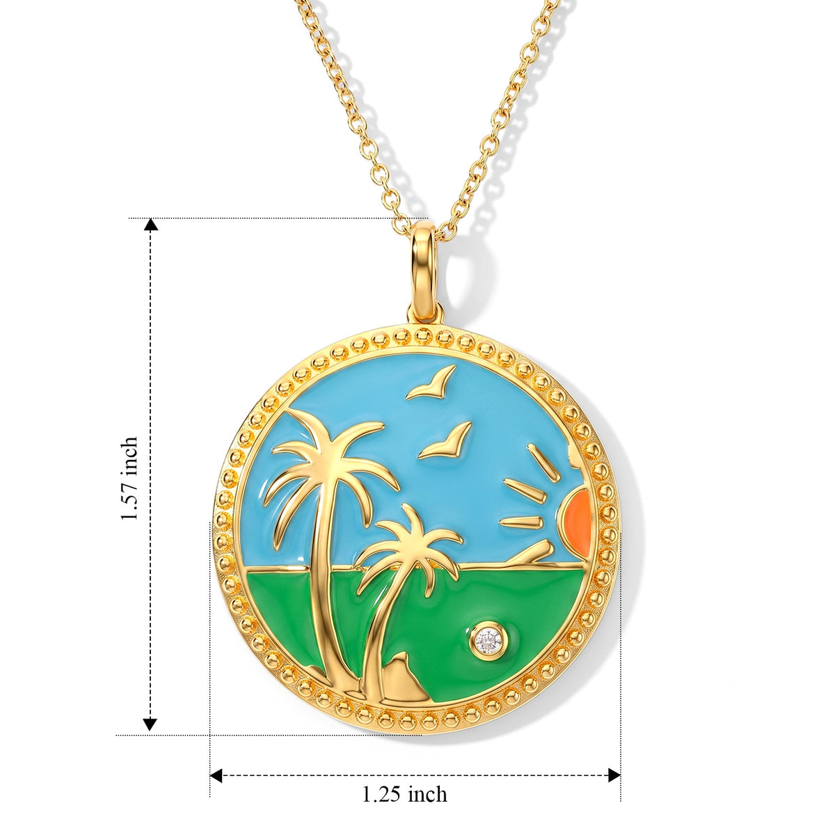 Close Out Deal- White Zircon Ocean Sunset Design Pendant with Chain (Size 20) V32574954 5