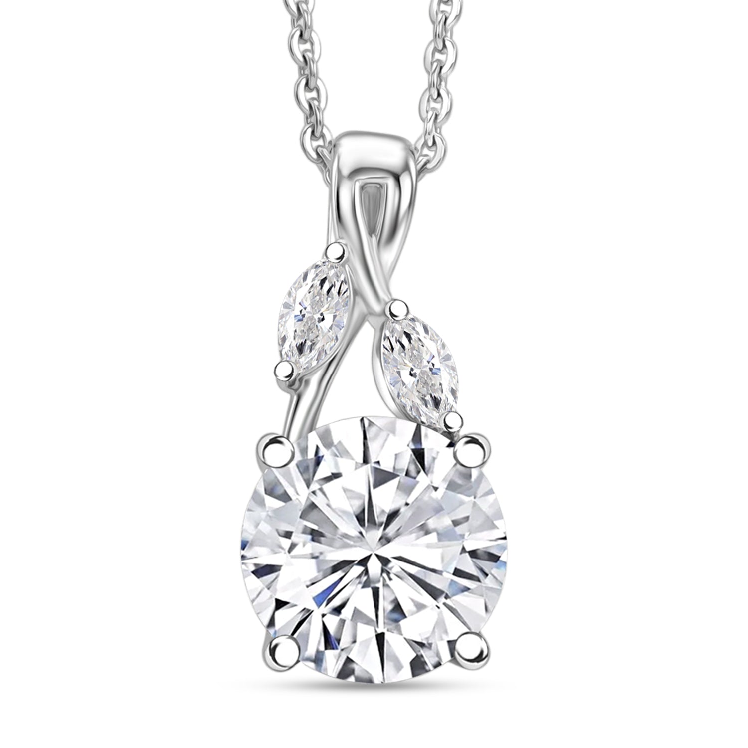 D'Joy Moissanite Pendant with Chain (Size 20) in Rhodium Overlay Sterling Silver 1.95 Ct. V32512789 0