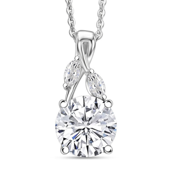 D'Joy Moissanite Pendant with Chain (Size 20) in Rhodium Overlay Sterling Silver 1.95 Ct. 4484194 1