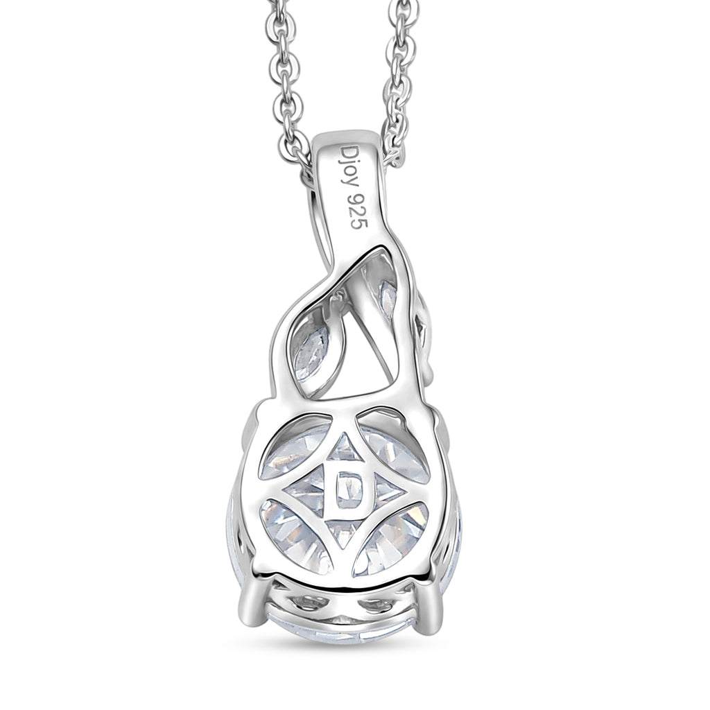 Royal Bali Collection - D'Joy Moissanite Pendant with Chain (Size 20) in Rhodium Overlay Sterling Silver 1.95 Ct._4484194_4