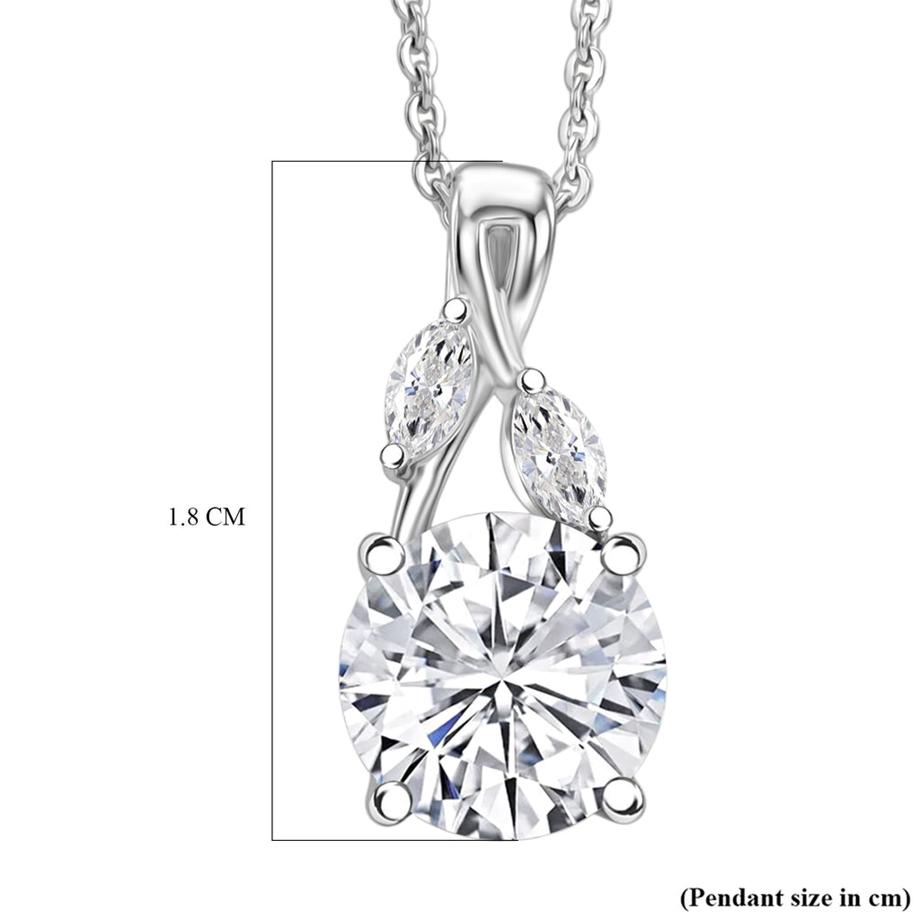 Royal Bali Collection - D'Joy Moissanite Pendant with Chain (Size 20) in Rhodium Overlay Sterling Silver 1.95 Ct._4484194_5