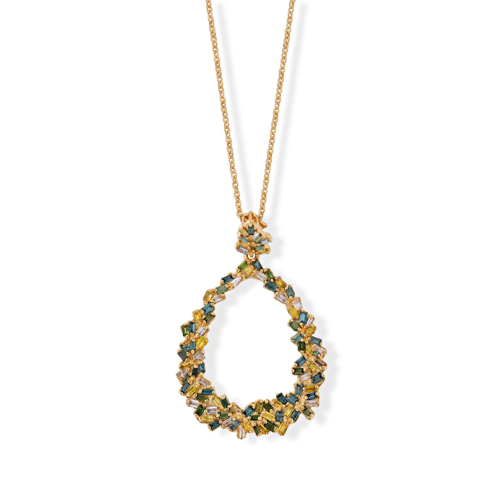 GP - Multi Diamond &amp; Blue Sapphire Pendant with Chain (Size 20) in 18K Vermeil Yellow Gold Plated Sterling Silver 0.55 Ct. 4484232 1