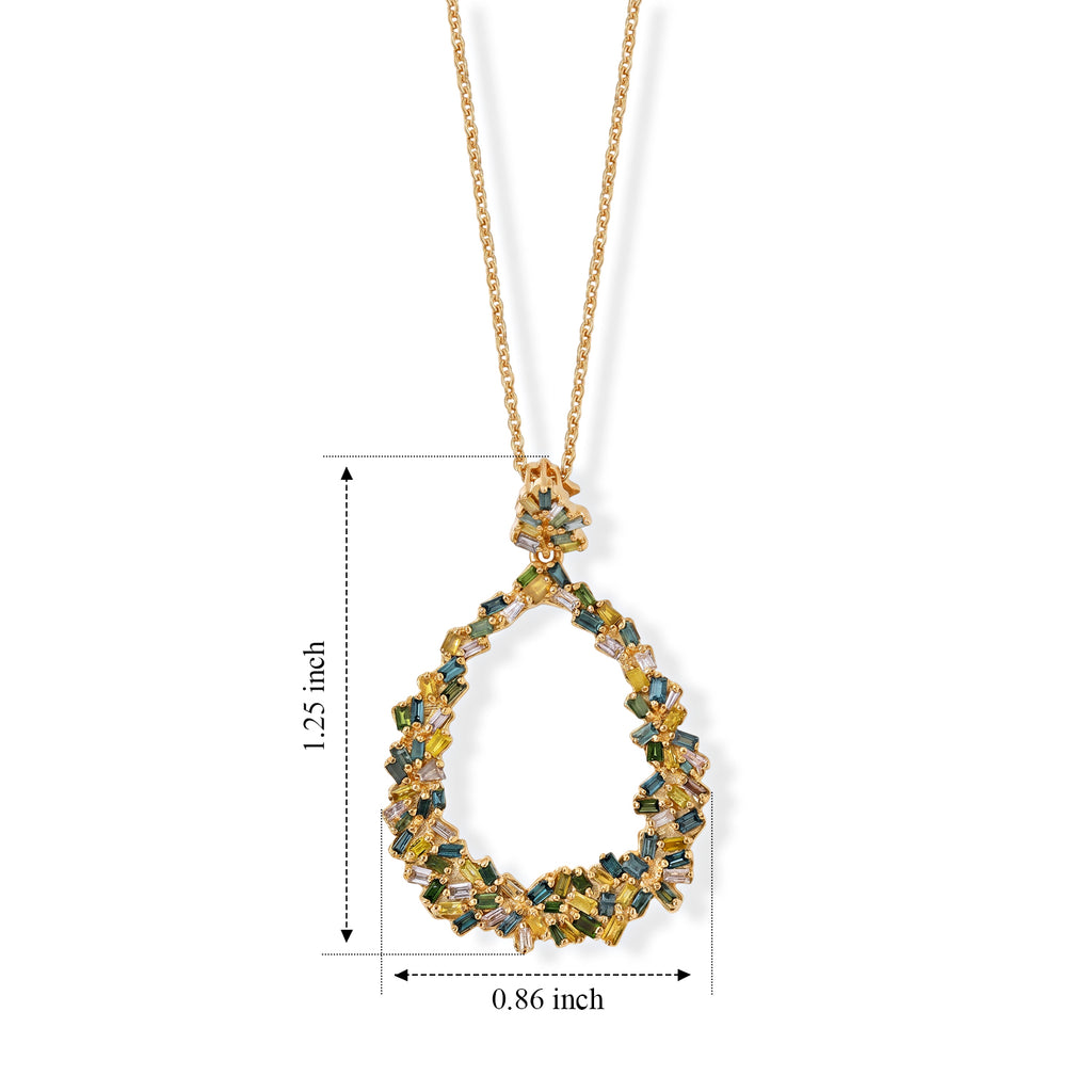 GP - Multi Diamond & Blue Sapphire Pendant with Chain (Size 20) in 18K Vermeil Yellow Gold Plated Sterling Silver 0.55 Ct._4484232_5