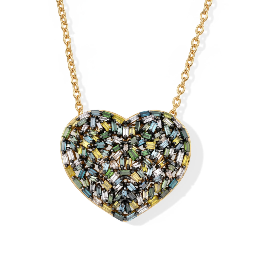 GP - Multi Diamond & Blue Sapphire Pendant with Chain (Size 20) in 18K Vermeil Yellow Gold Plated Sterling Silver 1.05 Ct._4484233