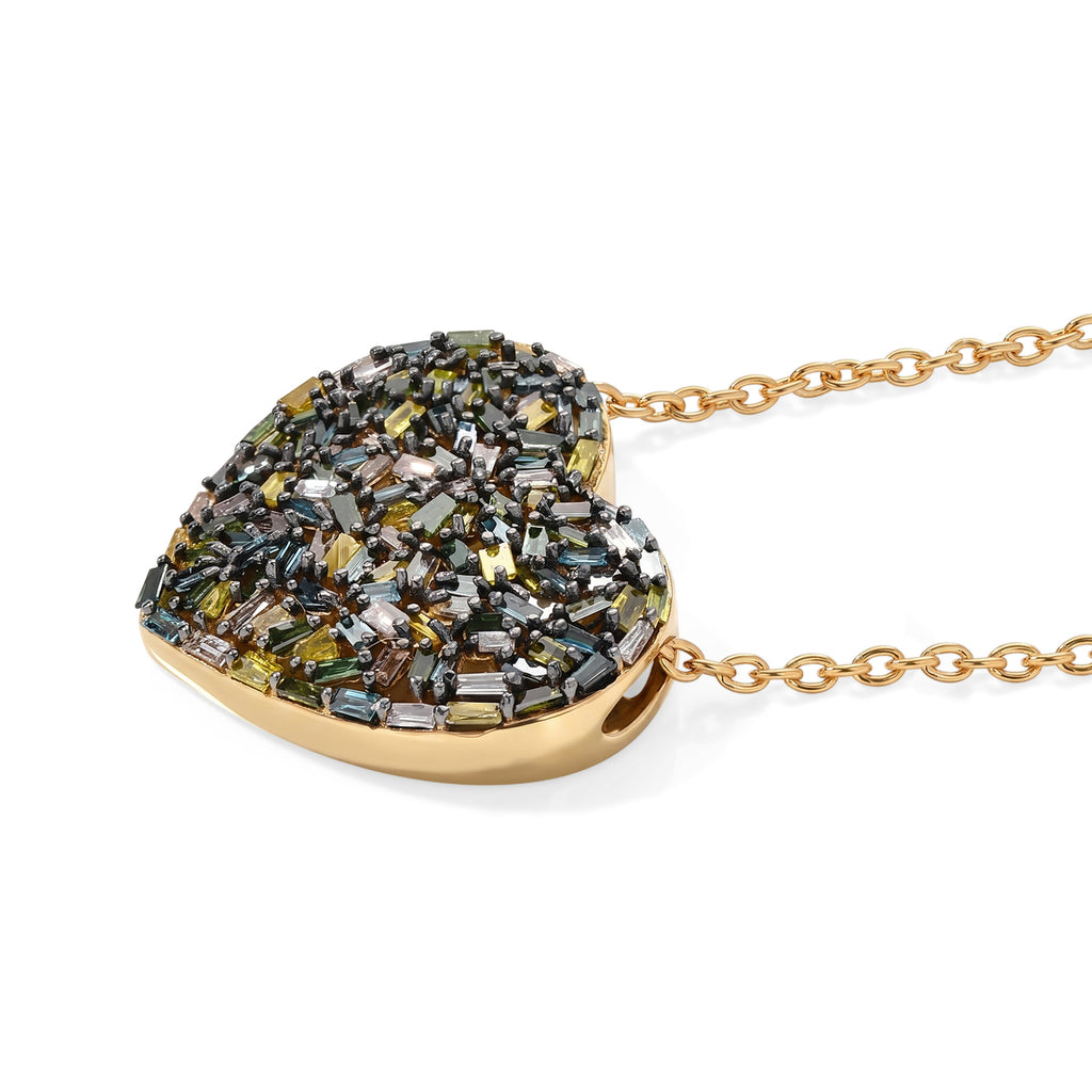 GP - Multi Diamond & Blue Sapphire Pendant with Chain (Size 20) in 18K Vermeil Yellow Gold Plated Sterling Silver 1.05 Ct._4484233_3