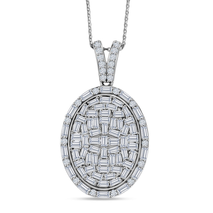D'Joy Moissanite Pendant with Chain (Size 20) in Rhodium Overlay Sterling Silver 3.20 Ct. 4484234 1
