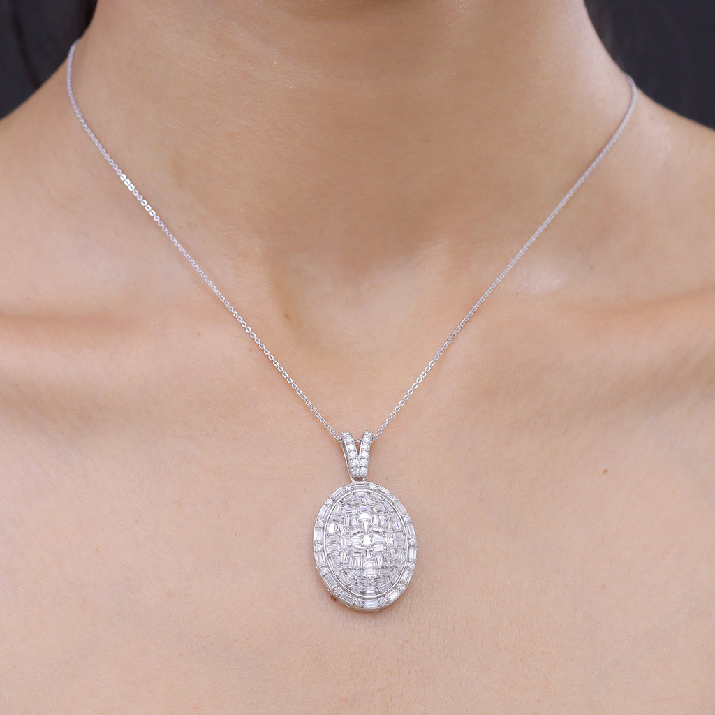 Royal Bali Collection - D'Joy Moissanite Pendant with Chain (Size 20) in Rhodium Overlay Sterling Silver 3.20 Ct._4484234_1