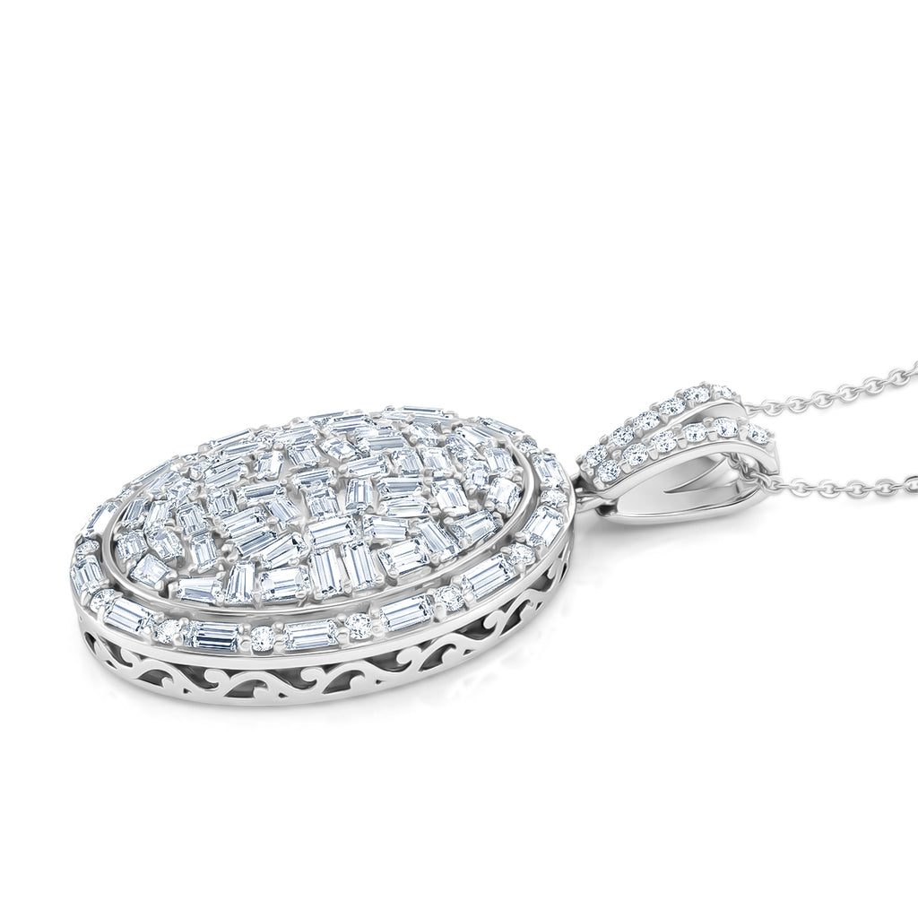 Royal Bali Collection - D'Joy Moissanite Pendant with Chain (Size 20) in Rhodium Overlay Sterling Silver 3.20 Ct._4484234_3