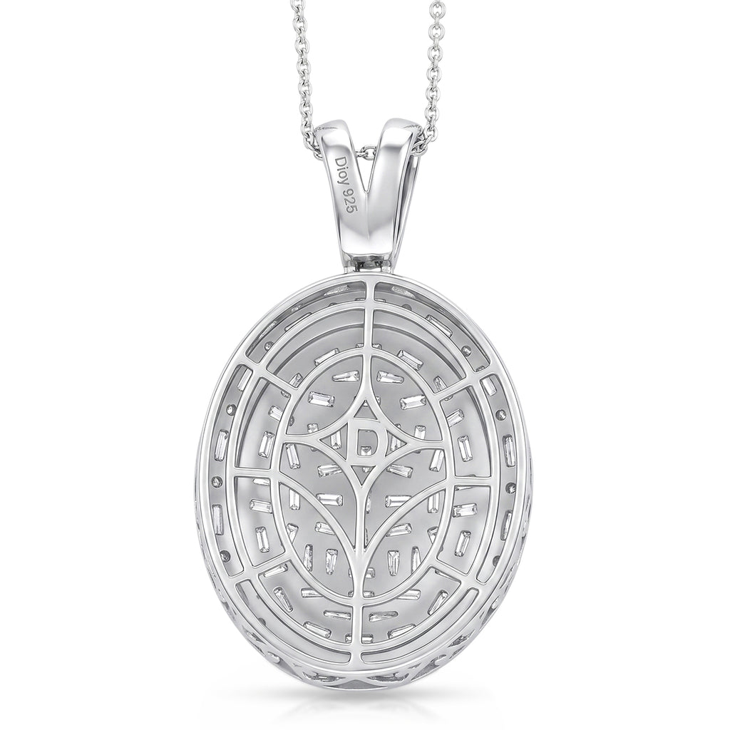 Royal Bali Collection - D'Joy Moissanite Pendant with Chain (Size 20) in Rhodium Overlay Sterling Silver 3.20 Ct._4484234_4