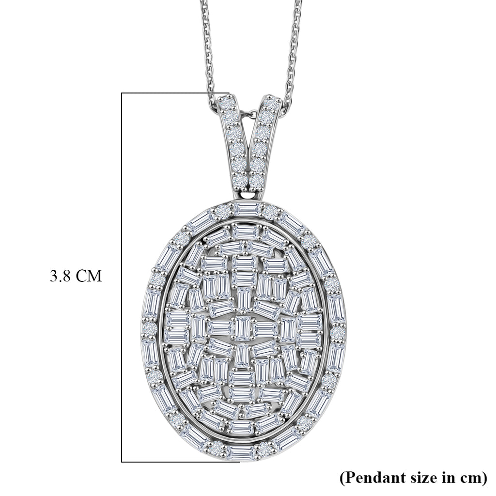 Royal Bali Collection - D'Joy Moissanite Pendant with Chain (Size 20) in Rhodium Overlay Sterling Silver 3.20 Ct._4484234_5