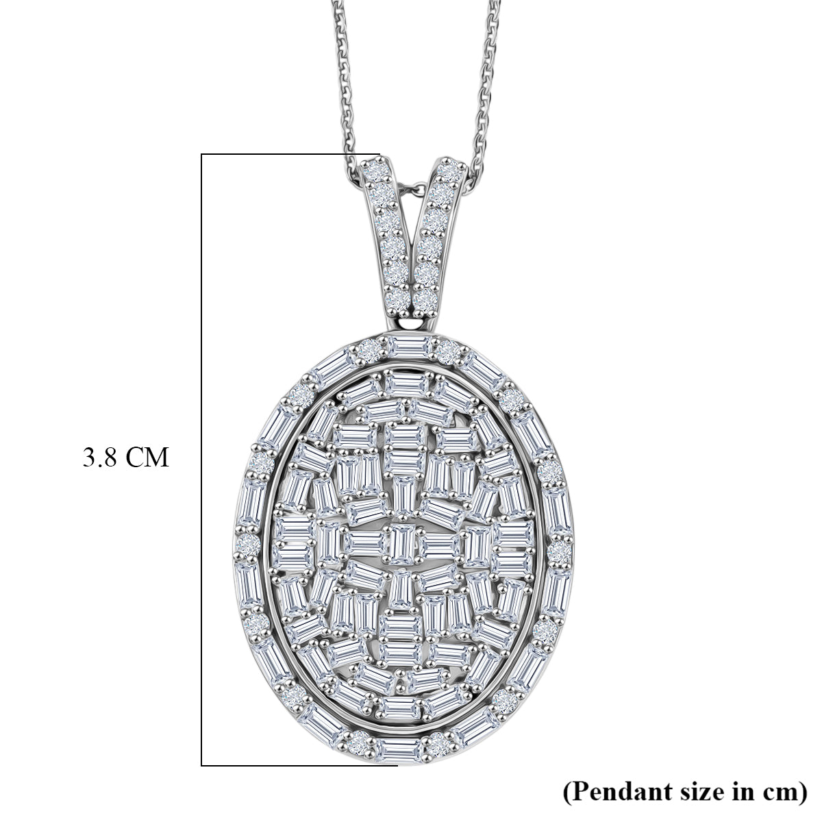 D'Joy Moissanite Pendant with Chain (Size 20) in Rhodium Overlay Sterling Silver 3.20 Ct. 4484234 6