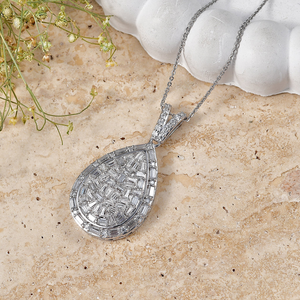 Royal Bali Collection - D'Joy Moissanite Pendant with Chain (Size 20) in Rhodium Overlay Sterling Silver 2.75 Ct._4484240_2