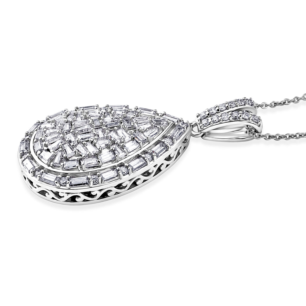 Royal Bali Collection - D'Joy Moissanite Pendant with Chain (Size 20) in Rhodium Overlay Sterling Silver 2.75 Ct._4484240_3