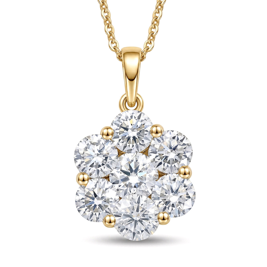 Royal Bali Collection - D'Joy Moissanite Pressure Set Pendant with Chain (Size 20) in Yellow Gold Plated Sterling Silver 2.00 Ct._4484245