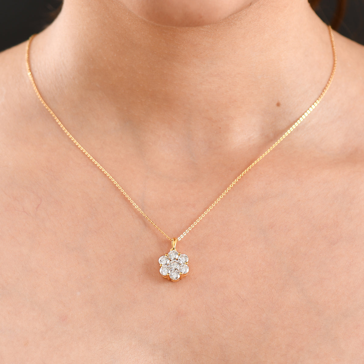 D'Joy Moissanite Pressure Set Pendant with Chain (Size 20) in Yellow Gold Plated Sterling Silver 2.00 Ct. V32516419 2