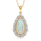 Ethiopian Opal,  Moissanite Pendant with Chain (Size 20) in 18K YG Vermeil Sterling Silver 1.15 ct  Silver Wt. 5.75 Gms  5.260  Ct._4484569