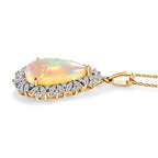 Ethiopian Opal,  Moissanite Pendant with Chain (Size 20) in 18K YG Vermeil Sterling Silver 1.15 ct  Silver Wt. 5.75 Gms  5.260  Ct._4484569_3